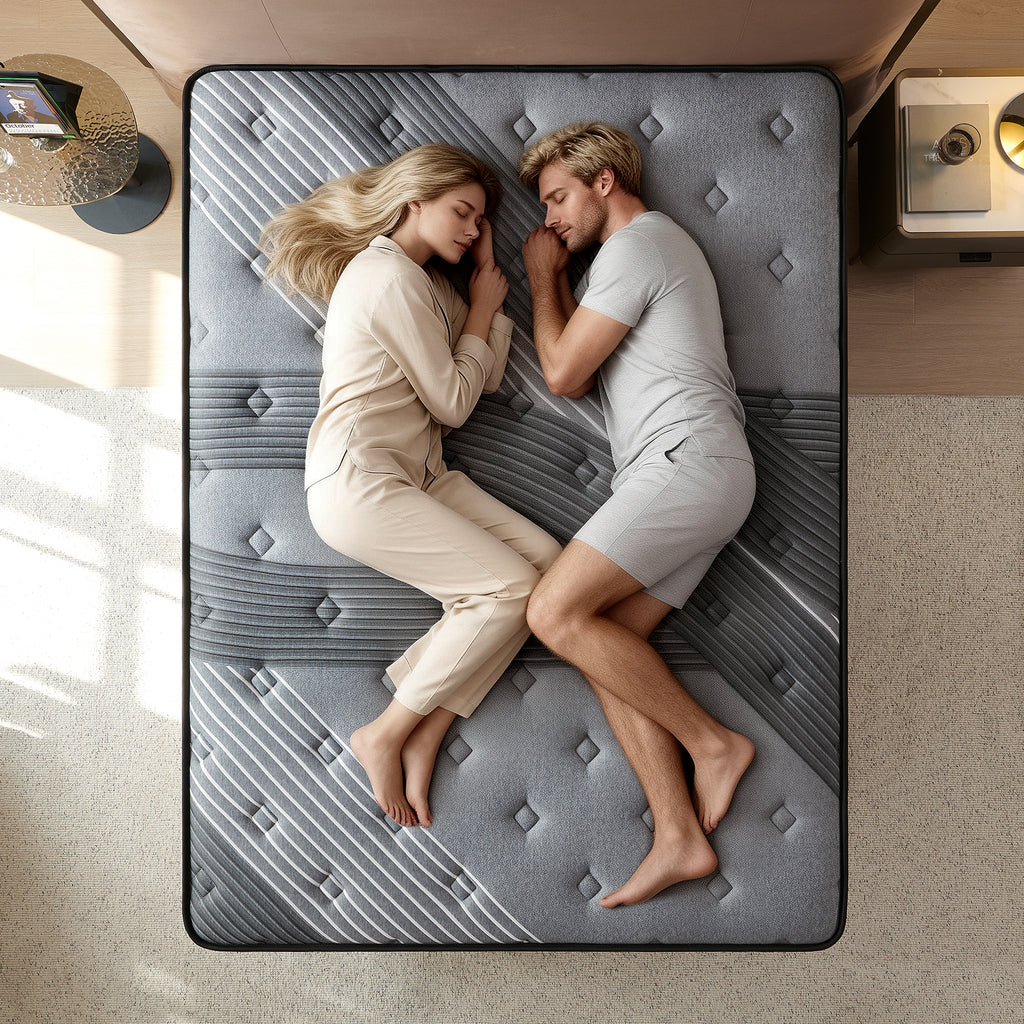 12/14Inch Medium Firm Hybrid Mattress in a Box, Euro Top with ActiveCool Gel Memory Foam for Pressure Relief & Motion Isolation, Fiberglass-Free, CertiPUR-US Certified