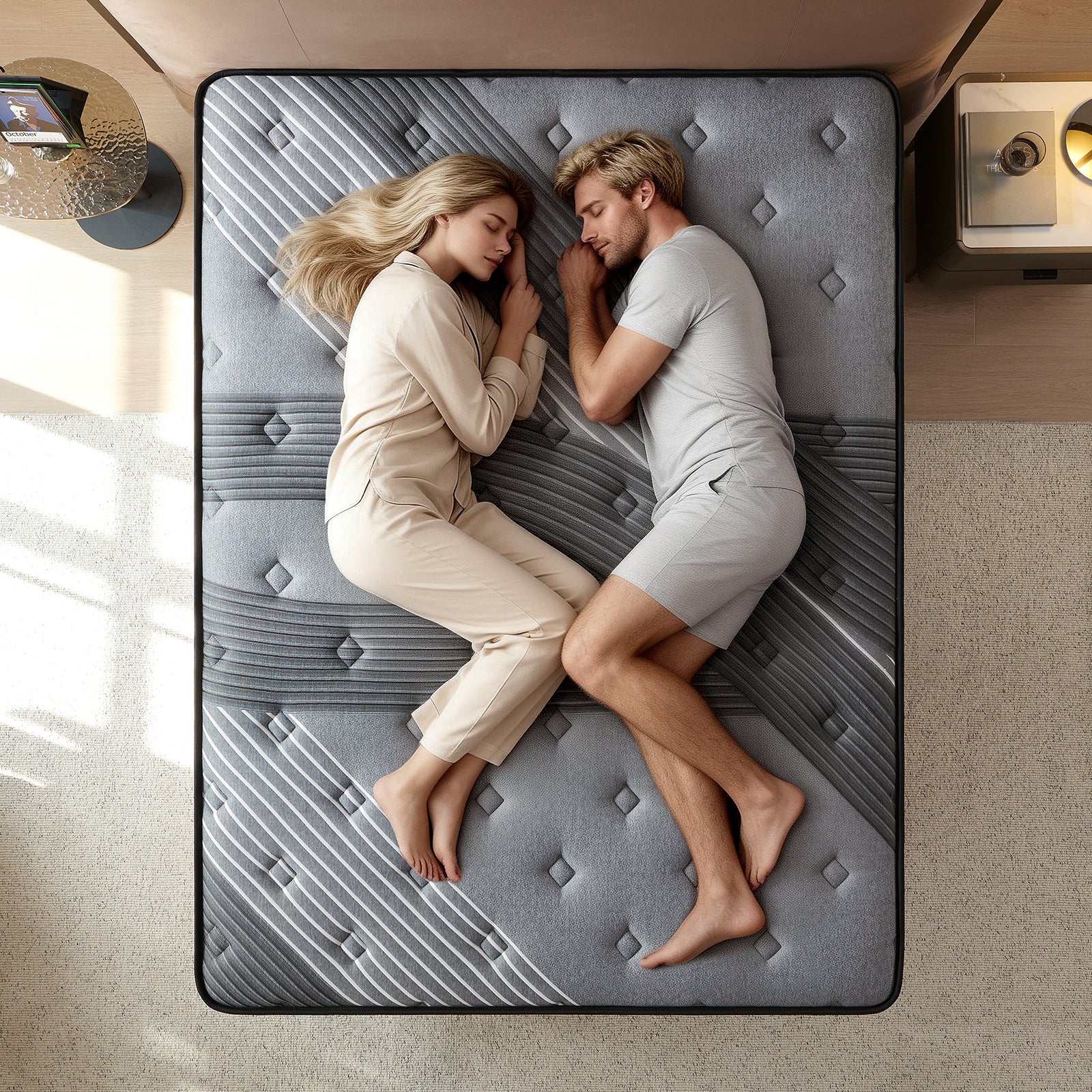 12/14Inch Medium Firm Hybrid Mattress in a Box, Euro Top with ActiveCool Gel Memory Foam for Pressure Relief & Motion Isolation, Fiberglass-Free, CertiPUR-US Certified