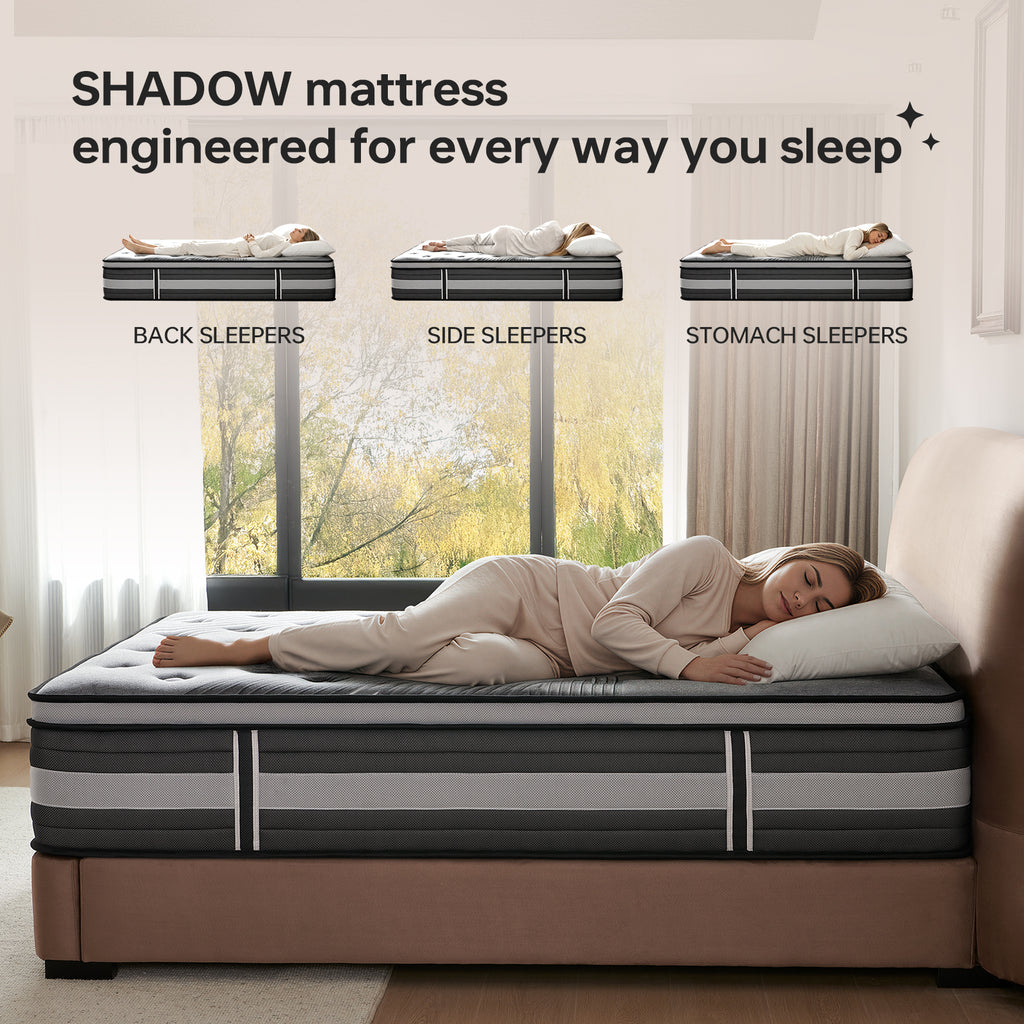 12/14Inch Medium Firm Hybrid Mattress in a Box, Euro Top with ActiveCool Gel Memory Foam for Pressure Relief & Motion Isolation, Fiberglass-Free, CertiPUR-US Certified